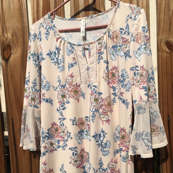 PerSeption Concept Floral Flared Sleeves Dress M - Picture 2 of 6